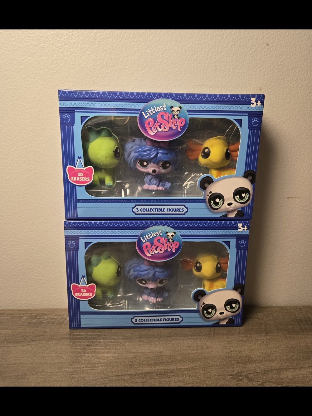 Lot Of Two Collectible Littlest Pet Shop 3-Figure Pack Of 3D Erasers
